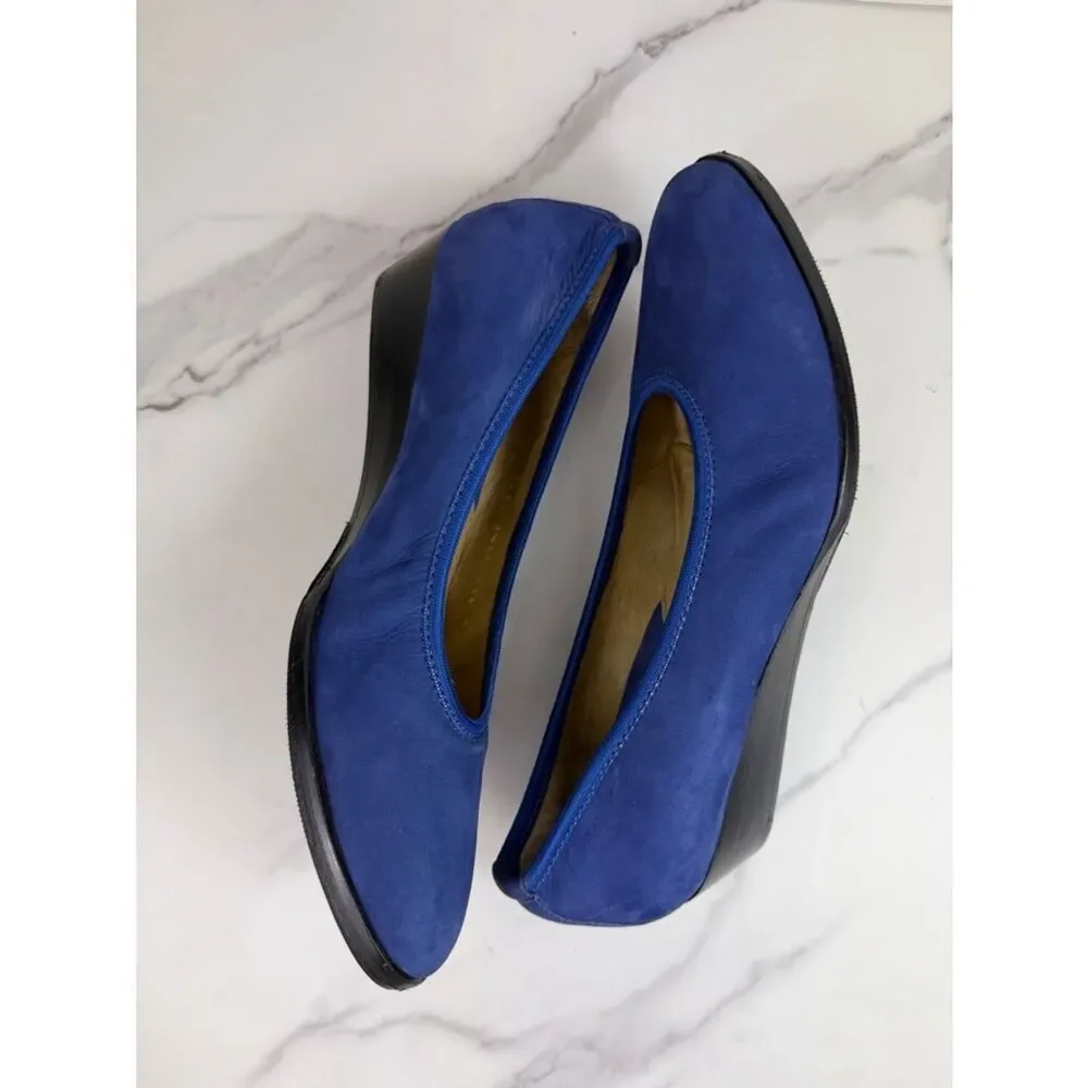 Robert Zur Blue Nubuck Wedge Shoes Slip On Comfort Flats Size 8.5-9